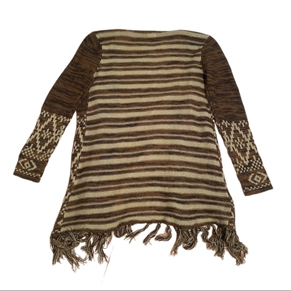 Textured brown knit open front cardigan sweater - Picture 2 of 2